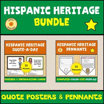 Preview of Hispanic Heritage Month Quotes Posters and Pennants Research Project Displays