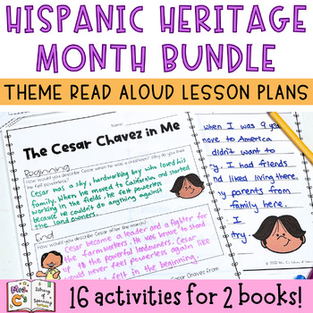 Preview of Hispanic Heritage Month Read Aloud Lesson Plan Theme and Activities BUNDLE