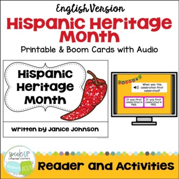 Preview of What is Hispanic Heritage Month? - Printable & Boom Cards with Audio - English