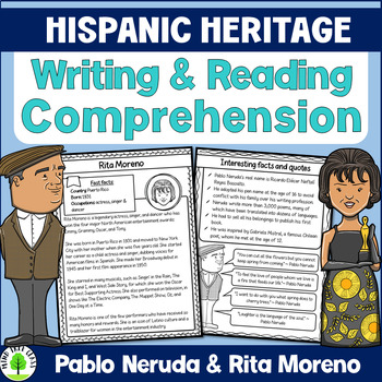 Preview of Hispanic Heritage Month Reading Comprehension {Rita Moreno & Pablo Neruda}