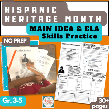 Preview of Hispanic Heritage Month Reading ELA Skills Practice Main Idea Details