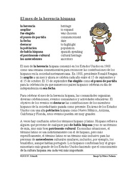 Preview of Hispanic Heritage Month Spanish Reading: Mes de la Herencia Hispana Lectura