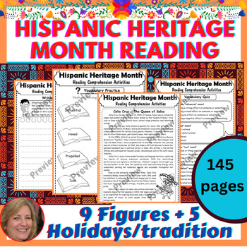 Preview of Hispanic Heritage Month Reading activities (Famous Figures & Holiday, Tradition)