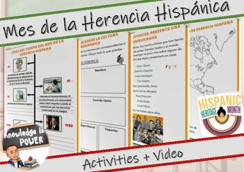 Preview of Hispanic Heritage Month | Readings + Facts + Activities | For Kids | Spanish