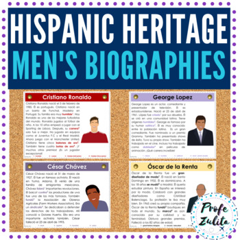 Preview of Hispanic Heritage Month Readings | Spanish Male Biographies | Gallery Walk