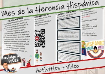 Preview of Hispanic Heritage Month | Readings + Video + Activities | Spanish
