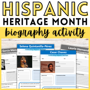 Preview of Hispanic Heritage Month Research Activity Biography Templates Hispanic Leaders