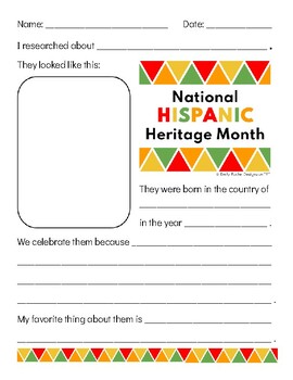 Preview of Hispanic Heritage Month Research Activity | Sentence Frames Included!