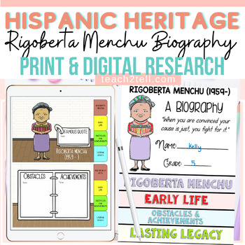 Preview of Hispanic Heritage Month Rigoberta Menchu Biography Print & Digital Activity