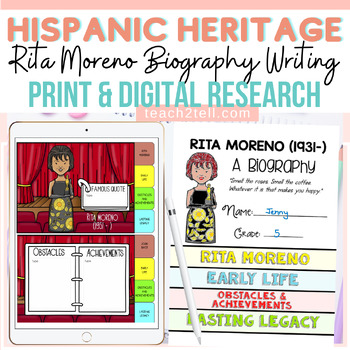 Preview of Hispanic Heritage Month Rita Moreno Biography Print & Digital Activity
