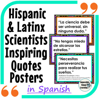 Preview of Hispanic Heritage Month STEM Inspirational Quotes Posters in Spanish