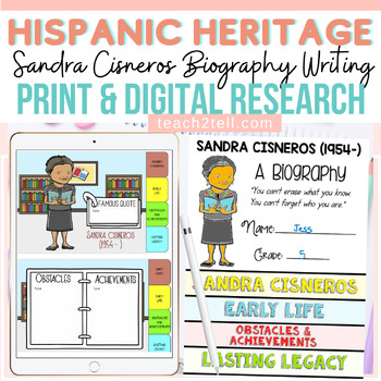 Preview of Hispanic Heritage Month Sandra Cisneros Biography Print & Digital Activity