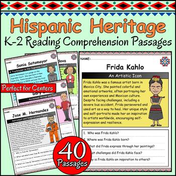Preview of Hispanic Heritage Month Social Studies Reading Comprehension Passages K-2