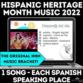 Preview of Hispanic Heritage Month Spanish Music Bracket #7 NEW for 2022 with diverse music