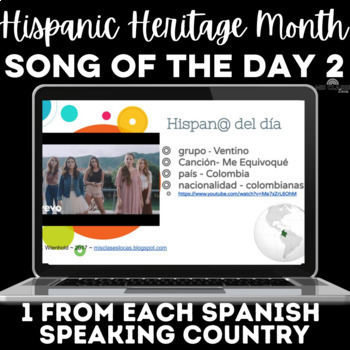 Preview of Hispanic Heritage Month Spanish Music Google Slides #2 - 1 from each country