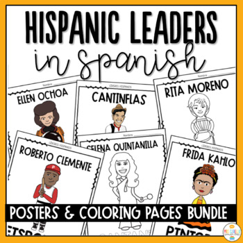 Preview of Hispanic Heritage Month Spanish Posters and Coloring Pages Bundle