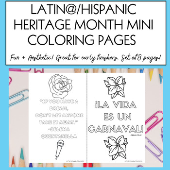 Preview of Hispanic Heritage Month  Quotes Mini Coloring Pages/Paginas de Colorear