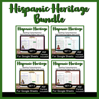 Preview of Hispanic Heritage Month Spanish Reading Task Card Bundle