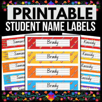 Preview of Hispanic Heritage Month Student Name Labels → PRINTABLE Classroom Tags / Cards