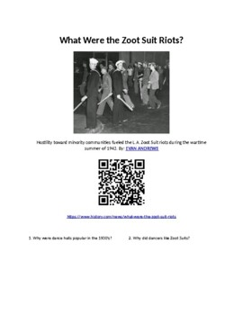 Preview of Hispanic Heritage Month: The Zoot Suit Riots (web quest)