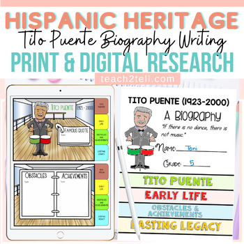 Preview of Hispanic Heritage Month Tito Puente Biography Print & Digital Activity