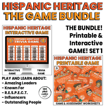 Preview of Hispanic Heritage Month Trivia Game | Interactive and Printable | SET 1 | BUNDLE