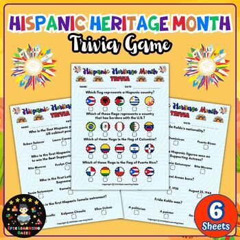 Preview of Hispanic Heritage Month Trivia Printable Game | Firsts Trailblazers Trivia