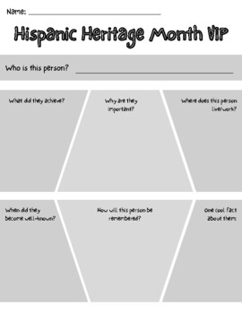 Preview of Hispanic Heritage Month VIP - Biography Worksheet