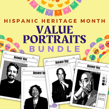 Preview of Hispanic Heritage Month Value Portraits BUNDLE - Sub Lesson/Early Finishers