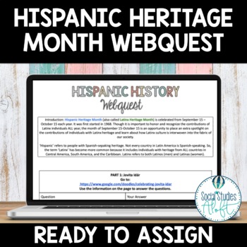Preview of Hispanic Heritage Month Webquest Digital Activity Google Doc™