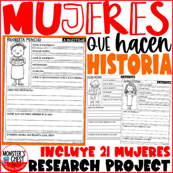 Preview of Women's History month Spanish Research Project Mes de la mujer