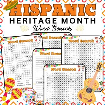 Preview of Hispanic Heritage History Month Word Search Activity /October Worksheets