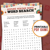 Hispanic Heritage Month Word Search Printable Game