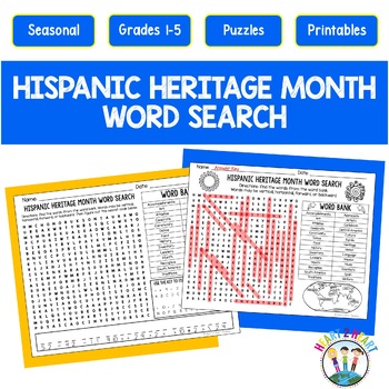 Preview of Hispanic Heritage Month Word Search Puzzle Worksheet