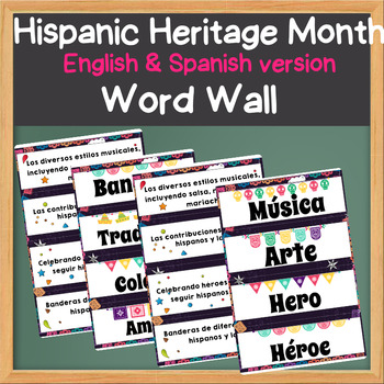 Preview of Hispanic Heritage Month Word Wall ( english & spanish version)