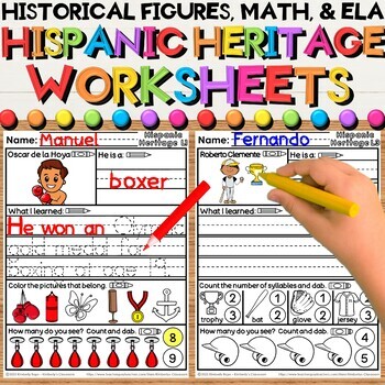 Preview of Hispanic Heritage Month Worksheets with English and Spanish Activities