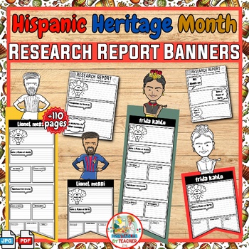 Preview of Hispanic Heritage Month Writing Activities Biography Research Report Banners