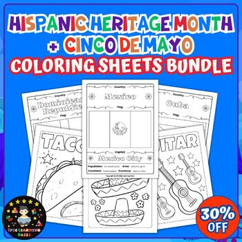 Preview of Cinco De Mayo and Hispanic Heritage Month Coloring Pages BUNDLE