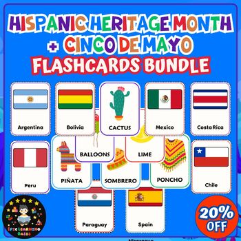 Preview of Cinco De Mayo and Hispanic Heritage Month Flashcards BUNDLE