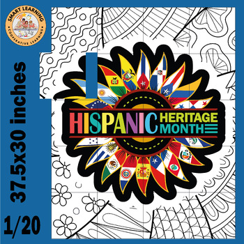 Preview of Hispanic Heritage Month coloring pages activities Collaborative Poster Bulletin