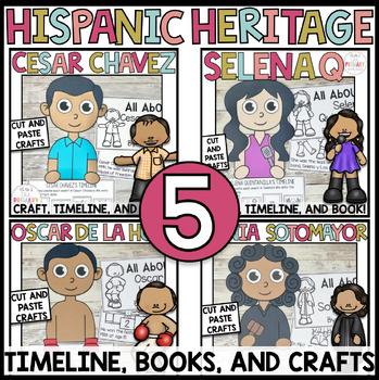 Preview of Hispanic Heritage Month craft bundle | Cesar Chavez | Selena | Frida Kahlo