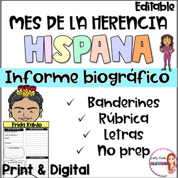 Preview of Hispanic Heritage Month in Spanish - Mes de la herencia hispana - Bulletin