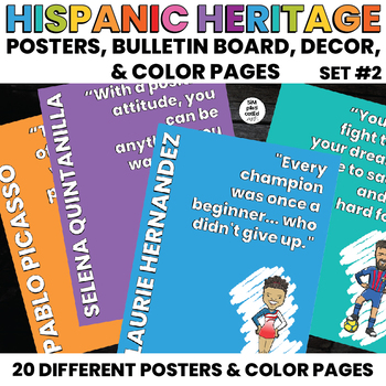 Preview of Hispanic Heritage Posters | Bulletin Board | Decor | Coloring Pages | SET 2