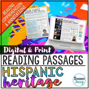 Preview of Cinco de Mayo Hispanic Heritage Month Reading Comprehension Passages Activities