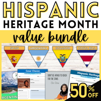 Preview of Hispanic Heritage Month Mega Value Bundle | Latinx Activities Posters Projects