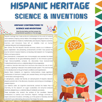 Preview of Hispanic Heritage Science and Inventions Reading Comprehension Worksheet