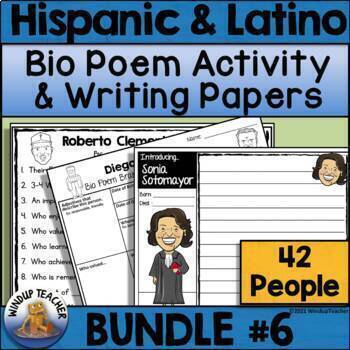 Preview of Hispanic Heritage and Latino Leaders Biography Poem Activity BUNDLE