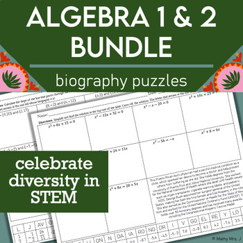 Preview of Hispanic Heritage in Math - Algebra Puzzles Bundle
