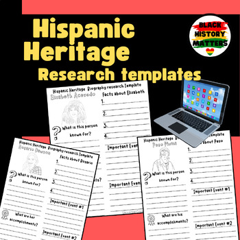 Preview of Hispanic Heritage research templates