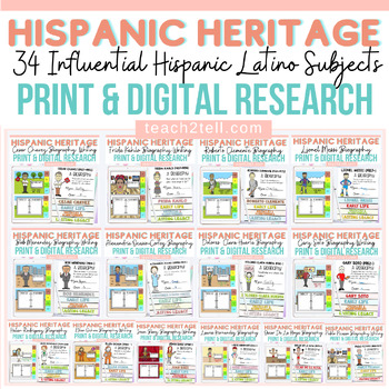 Preview of Hispanic & Latino Heritage Month Biography Writing Print & Digital Bundle